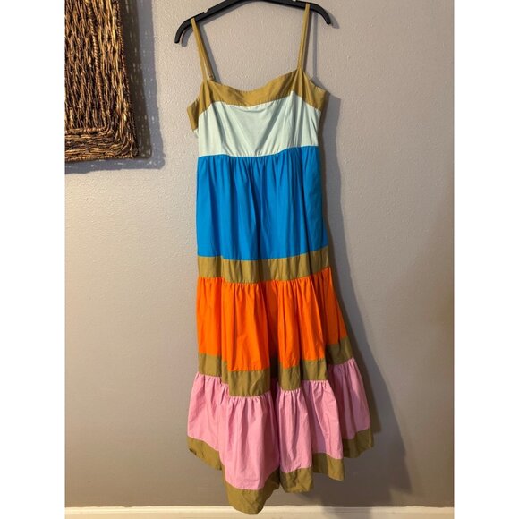J Crew Midi Tiered Maxi Dress 10 Striped Cotton Smocked - Picture 11 of 11
